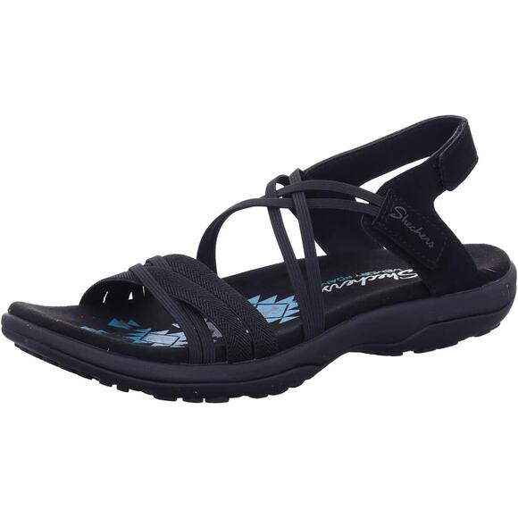 Skechers Reggae Slim Takes Two Black Strappy Slingback Sandals Womans Size 8 - Picture 1 of 8